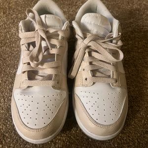 Women’s nike low  dunk white beige gray.